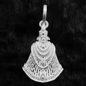 Big Silver Idol with Flowers Baba Shyam Ji Pendant - Image 2