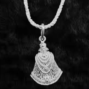 Big Silver Idol with Flowers Baba Shyam Ji Pendant - Image 1