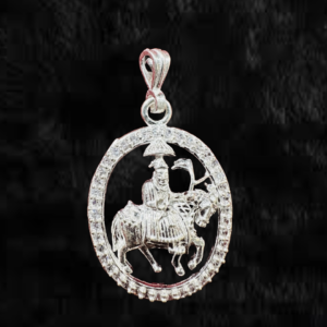 Shyam Ji With Hourse Round Shaped Silver Pendant - Image 2