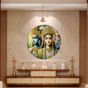 Radha Krishna Crystal Resine Art Photo Frame Size 16X16 - Image 1