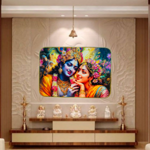 Radha Krishna Crystal Resine Art Golden Photo Frame Size 10X14 - Image 1