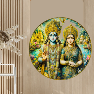 Radha Krishna Crystal Resine Art Photo Frame Size 16X16 - Image 1