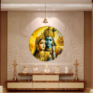 Radha Krishna Crystal Resine Art Photo Frame Size 16X16 - Image 1