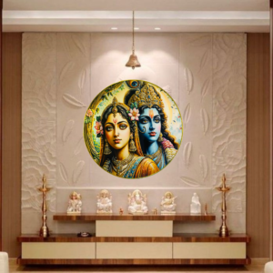 Radha Krishna Crystal Resine Art Photo Frame Size 16X16 - Image 1