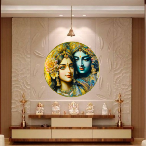 Radha Krishna Crystal Resine Art Photo Frame Size 16X16 - Image 1