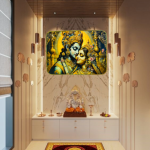 Radha Krishna Crystal Resine Art Golden Photo Frame Size 9X12 - Image 2