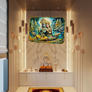 Radha Krishna Crystal Resine Art Golden Photo Frame Size 9X12 - Image 2