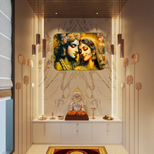 Radha Krishna Crystal Resine Art Golden Photo Frame Size 9X12 - Image 2