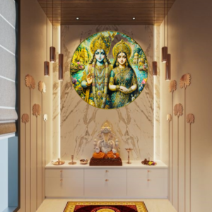 Radha Krishna Crystal Resine Art Photo Frame Size 16X16 - Image 2