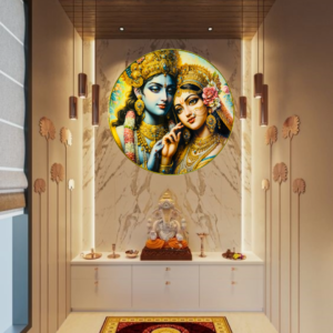 Radha Krishna Crystal Resine Art Photo Frame Size 16X16 - Image 2