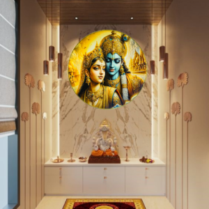 Radha Krishna Crystal Resine Art Photo Frame Size 16X16 - Image 2