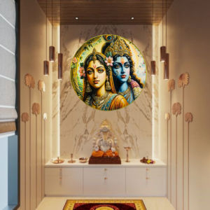 Radha Krishna Crystal Resine Art Photo Frame Size 16X16 - Image 2