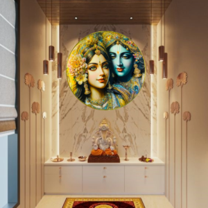 Radha Krishna Crystal Resine Art Photo Frame Size 16X16 - Image 2
