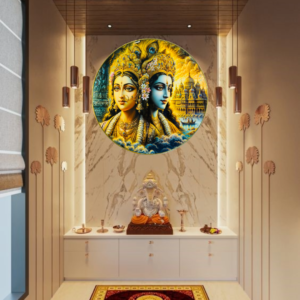 Radha Krishna Crystal Resine Art Photo Frame Size 16X16 - Image 2