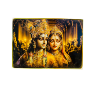 Radha Krishna Crystal Resine Art Golden Photo Frame Size 10X14 - Image 3