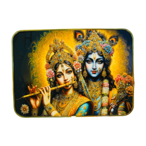 Radha Krishna Crystal Resine Art Golden Photo Frame Size 9X12 - Image 3