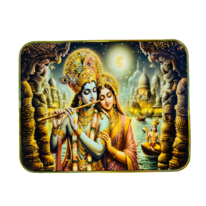 Radha Krishna Crystal Resine Art Golden Photo Frame Size 9X12 - Image 3