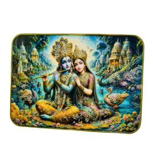 Radha Krishna Crystal Resine Art Golden Photo Frame Size 9X12 - Image 3