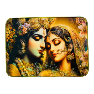 Radha Krishna Crystal Resine Art Golden Photo Frame Size 9X12 - Image 3