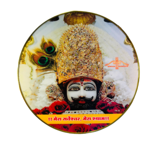 White Face Khatushyam Ji Crystal Resine Art Photo Frame Size 12X12 - Image 3
