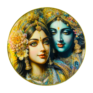 Radha Krishna Crystal Resine Art Golden Photo Frame Size 10X14 - Image 1