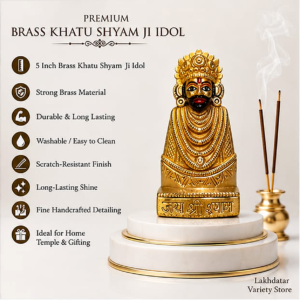 🦚 Khatu Shyam Ji Premium Brass Idol 🙏 | Brass Murti | Pooja, Mandir & Home Decor ✨(5 Inch) - Image 4
