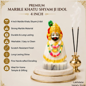 🦚Khatu Shyam Ji Premium Marble Dust Idol | Shyam Baba Murti | Pooja, Mandir & Home Decor 🙏✨(5 Inch) - Image 4