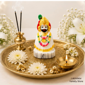 🦚Khatu Shyam Ji Premium Marble Dust Idol | Shyam Baba Murti | Pooja, Mandir & Home Decor 🙏✨(5 Inch) - Image 3