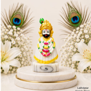 🦚Khatu Shyam Ji Premium Marble Dust Idol | Shyam Baba Murti | Pooja, Mandir & Home Decor 🙏✨(6 Inch)
