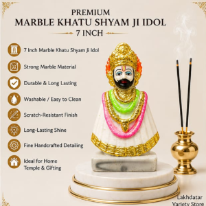 🦚Khatu Shyam Ji Premium Marble Dust Idol | Shyam Baba Murti | Pooja, Mandir & Home Decor 🙏✨(7 Inch) - Image 4