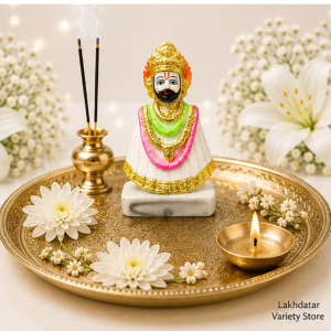 🦚Khatu Shyam Ji Premium Marble Dust Idol | Shyam Baba Murti | Pooja, Mandir & Home Decor 🙏✨(7 Inch) - Image 3