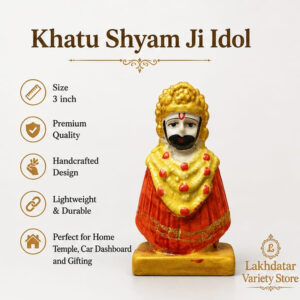 🦚Khatu Shyam Ji Premium Marble Dust Idol | Shyam Baba Murti | Pooja, Mandir & Home Decor 🙏✨(3 Inch) - Image 3