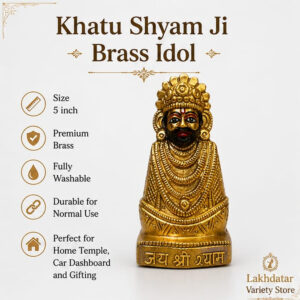🦚 Khatu Shyam Ji Premium Brass Idol 🙏 | Brass Murti | Pooja, Mandir & Home Decor ✨(5 Inch) - Image 3
