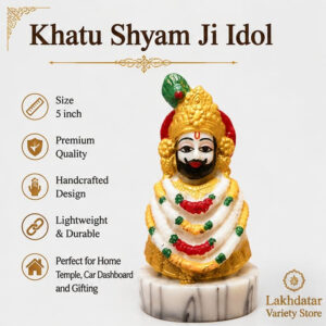 🦚Khatu Shyam Ji Premium Marble Dust Idol | Shyam Baba Murti | Pooja, Mandir & Home Decor 🙏✨(5 Inch) - Image 3