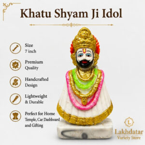 🦚Khatu Shyam Ji Premium Marble Dust Idol | Shyam Baba Murti | Pooja, Mandir & Home Decor 🙏✨(7 Inch) - Image 3