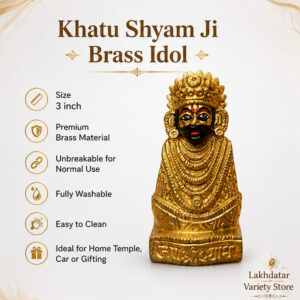 π¦ Khatu Shyam Ji Premium Brass Idol π | Brass Murti | Pooja, Mandir & Home Decor β¨(3 Inch) - Image 3