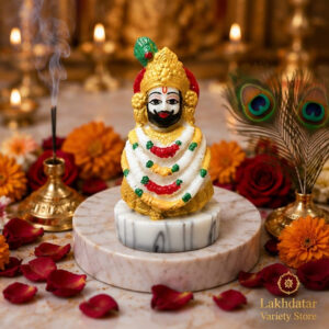 🦚Khatu Shyam Ji Premium Marble Dust Idol | Shyam Baba Murti | Pooja, Mandir & Home Decor 🙏✨(5 Inch)