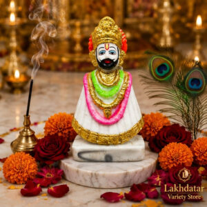 🦚Khatu Shyam Ji Premium Marble Dust Idol | Shyam Baba Murti | Pooja, Mandir & Home Decor 🙏✨(7 Inch)