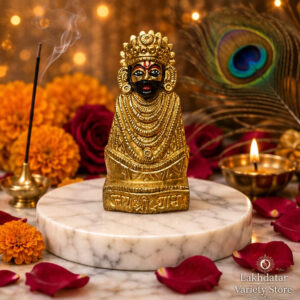 🦚 Khatu Shyam Ji Premium Brass Idol 🙏 | Brass Murti | Pooja, Mandir & Home Decor ✨(3 Inch)